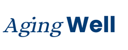 Blue letters spelling Aging Well