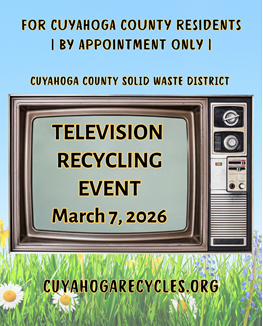 picture of an old television with the words Television Recycling Event, March 7, 2026