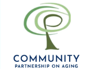 A tree with green circle representing the leaves and the words Community Partnership on aging below the tree.