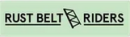 mint green rectangle with the words "RUST BELT RIDERS" underlined. 
