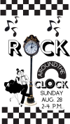 post clock with 50s dancers and music notes