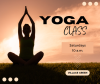 woman sitting in a yoga pose, sunrise sky in background