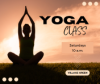 woman sitting in a yoga pose, sunrise sky in background